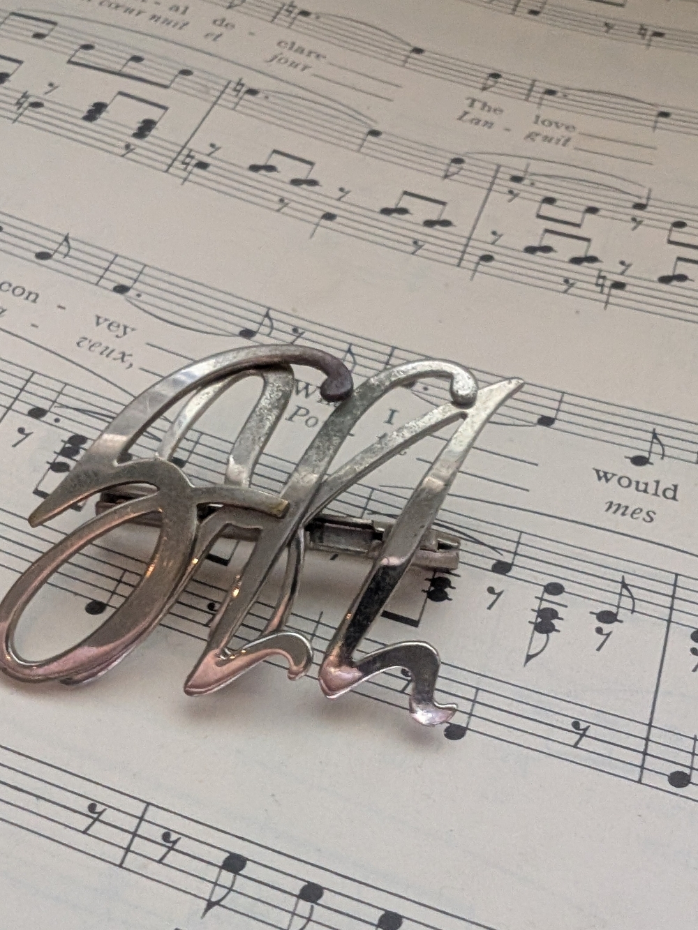 Silver Script Initials Brooch SLL - Men's Accessory - Picture 10 of 10